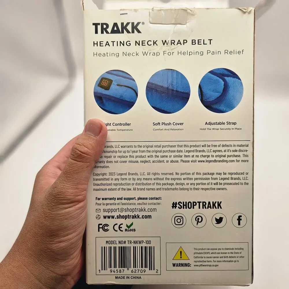 TRAKK HEATING NECK WRAP BELT SOFT NON ITCHY MATERIAL BLUE USB POWERED